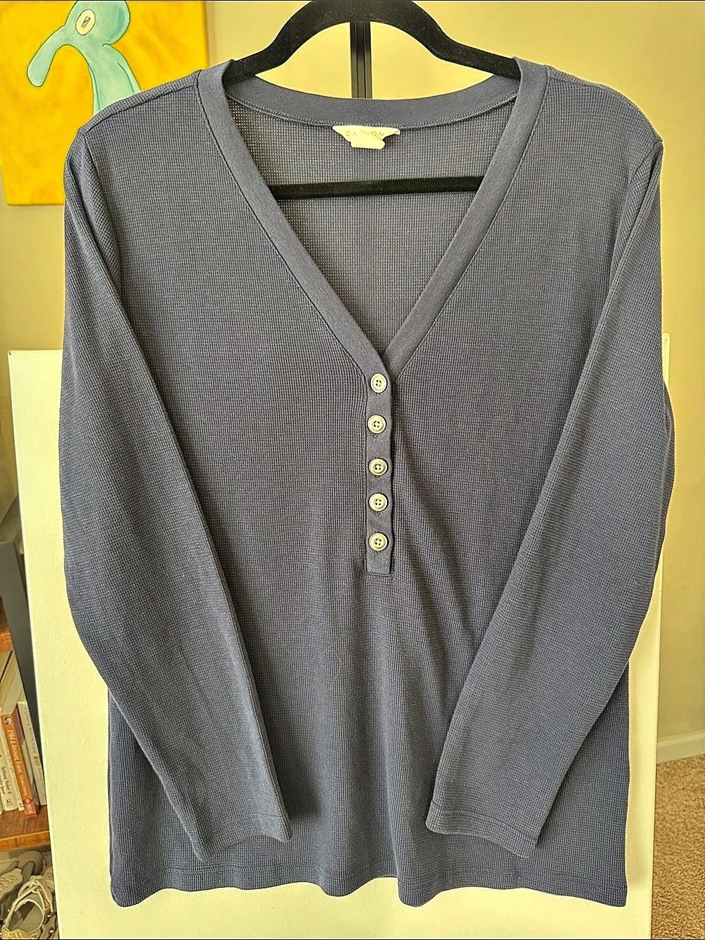 C.A.S.L.O.N. V-Neck Button Front Cardigan in Blue Size Medium Like New